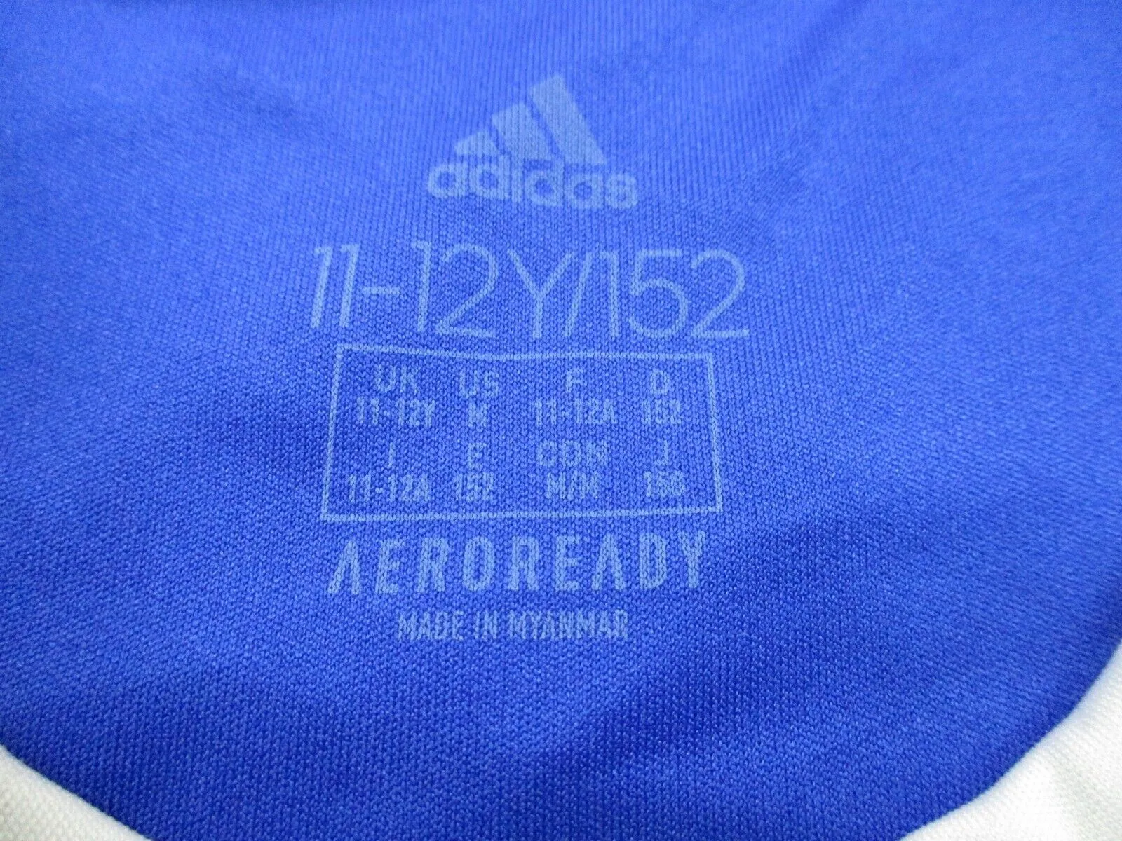 Adidas Aeroready Football Shirt Boys Medium Blue White 3 Striped Sports Logo