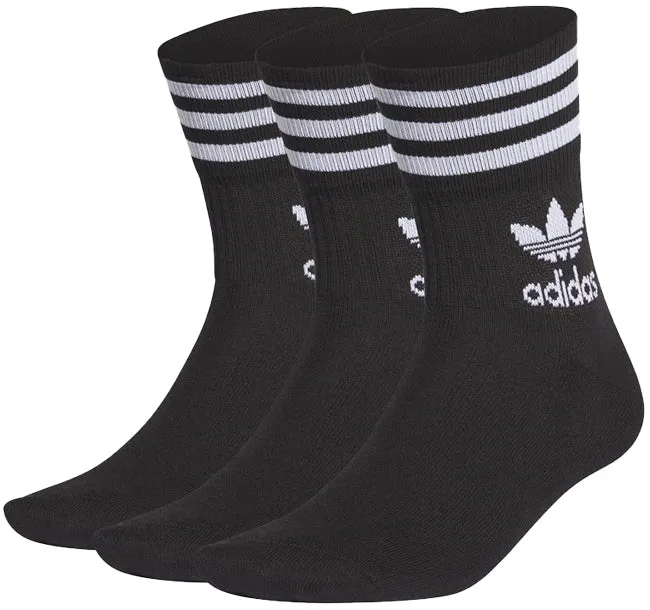 Adidas Originals Accessories Mid Cut Crew Sock Black White