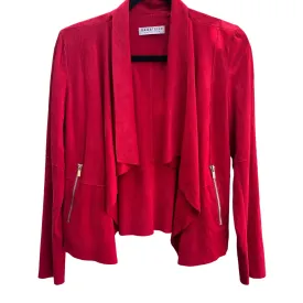 Bagatelle Collection Red Draped Open-Front Jacket With Zipper Pockets - Small