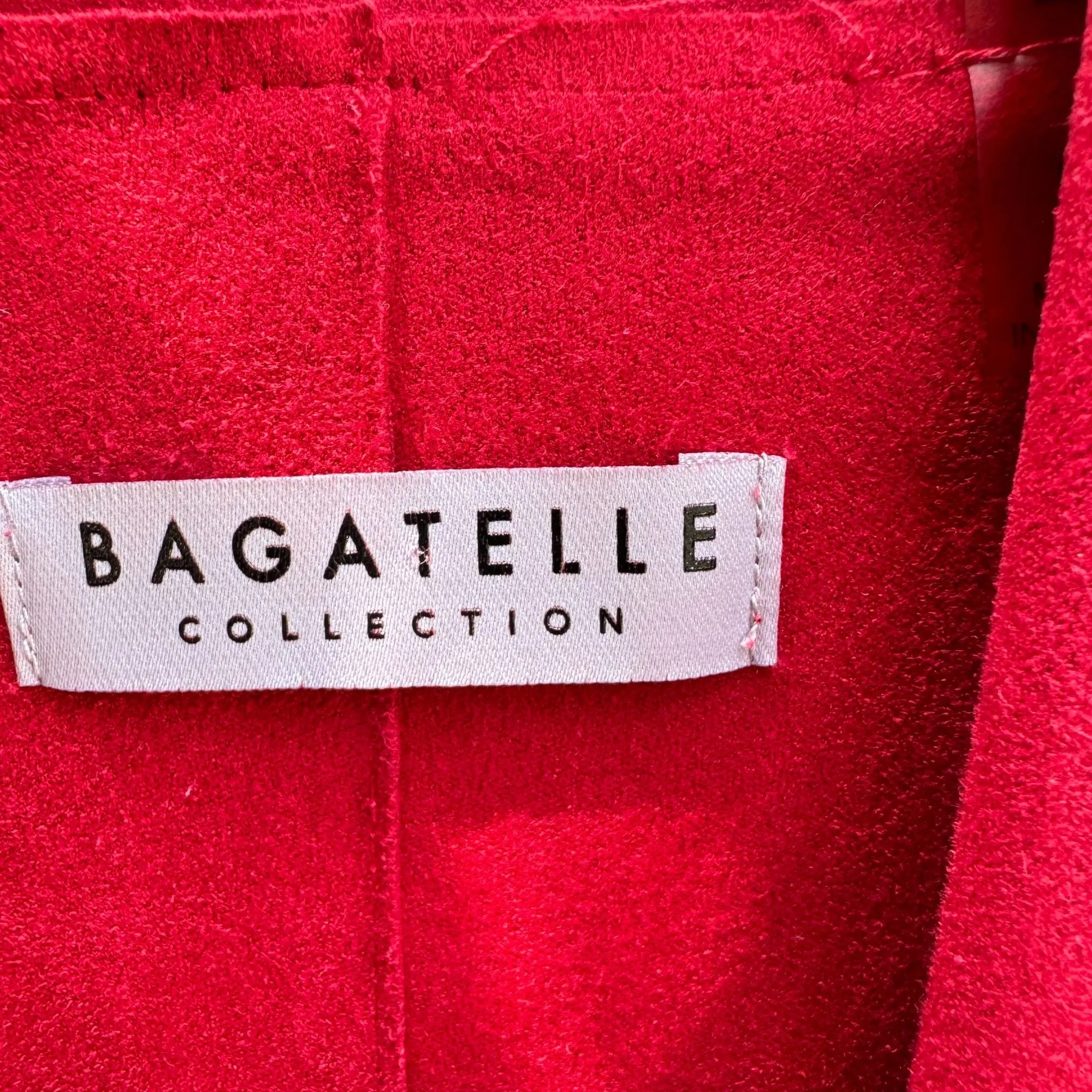 Bagatelle Collection Red Draped Open-Front Jacket With Zipper Pockets - Small