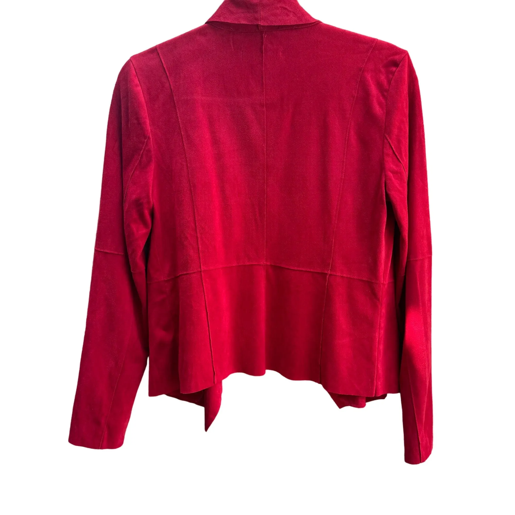 Bagatelle Collection Red Draped Open-Front Jacket With Zipper Pockets - Small