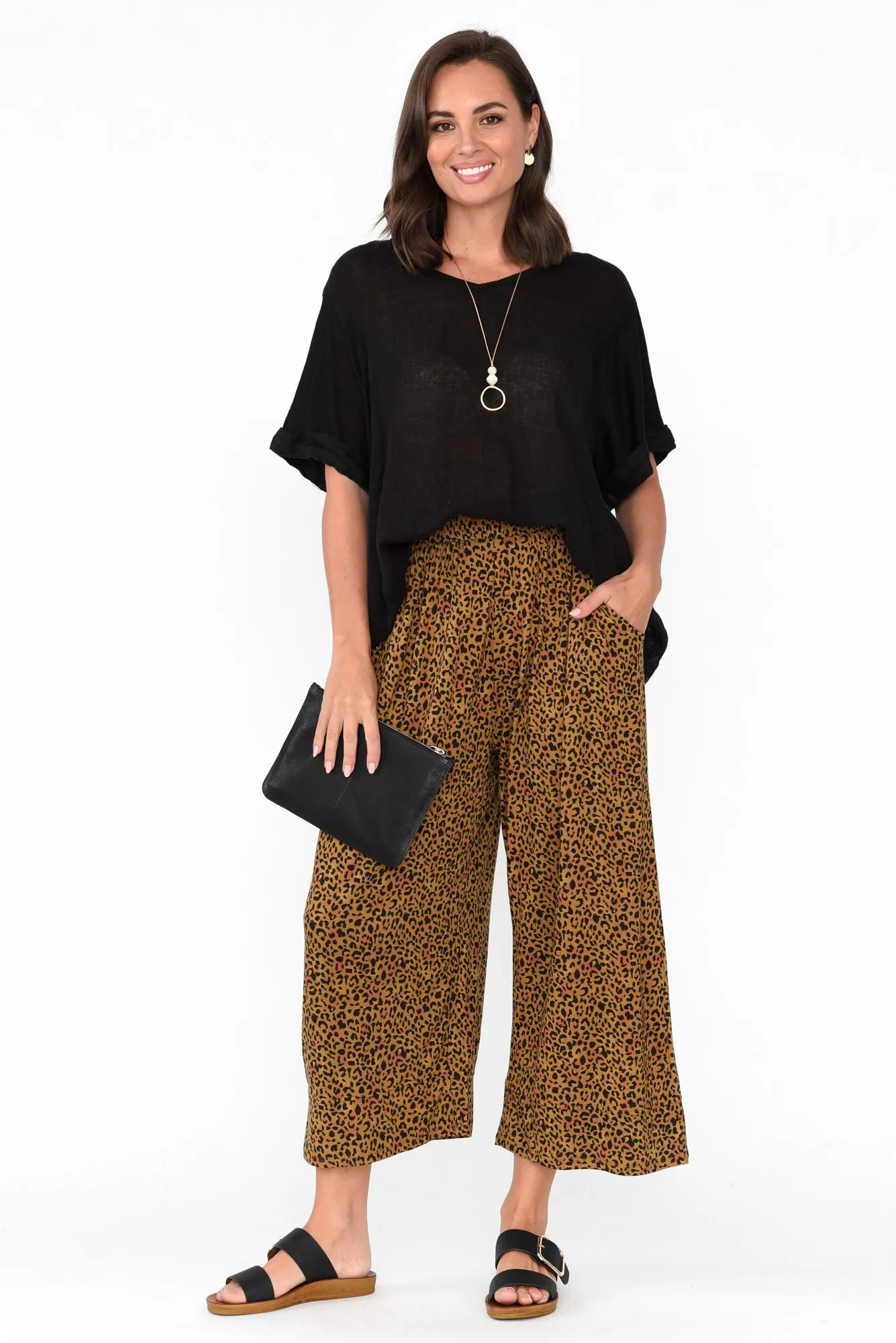 Bianca Brown Animal Relaxed Pants