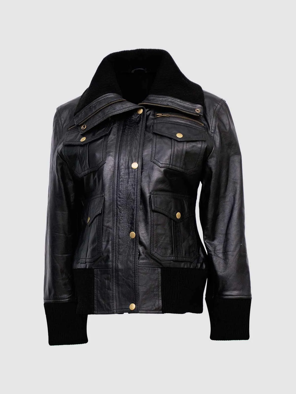 Black Leather Bomber Jacket