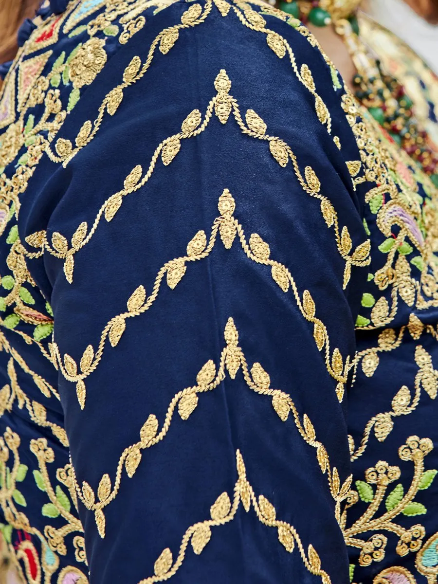 Blue Silk Embroidered Lehenga Choli