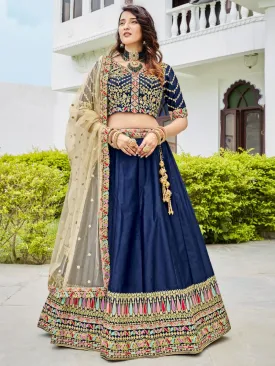 Blue Silk Embroidered Lehenga Choli