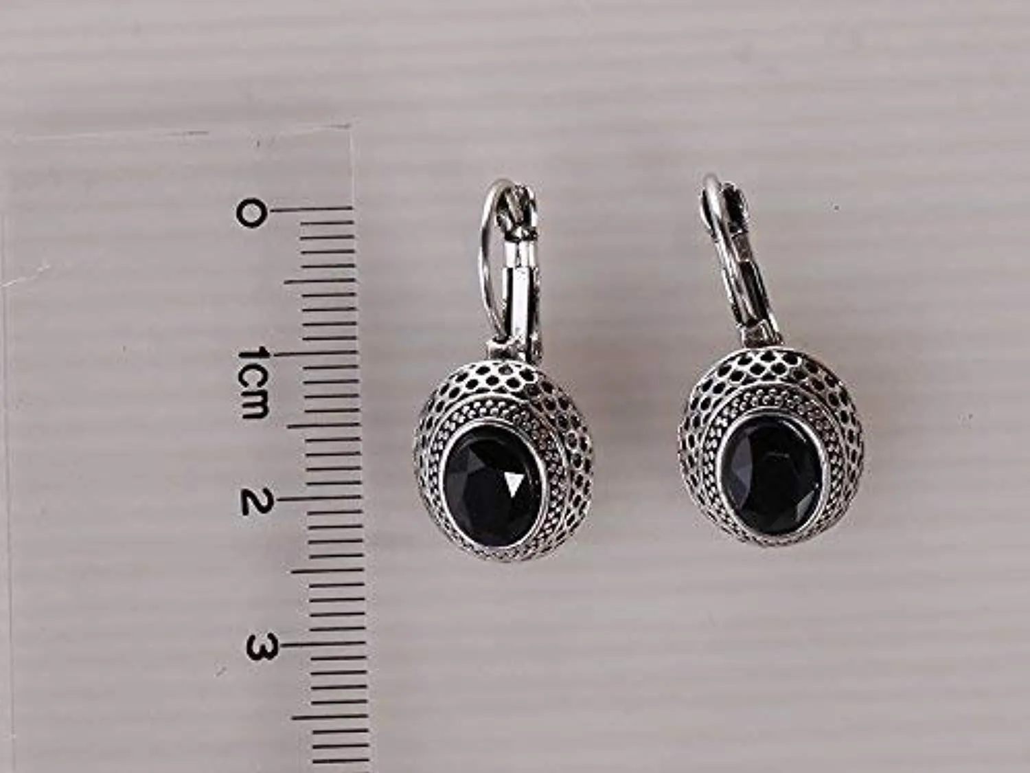 Electomania Antique Finish Classic Black Stone Inlaid Stud Earring Push Back Earrings