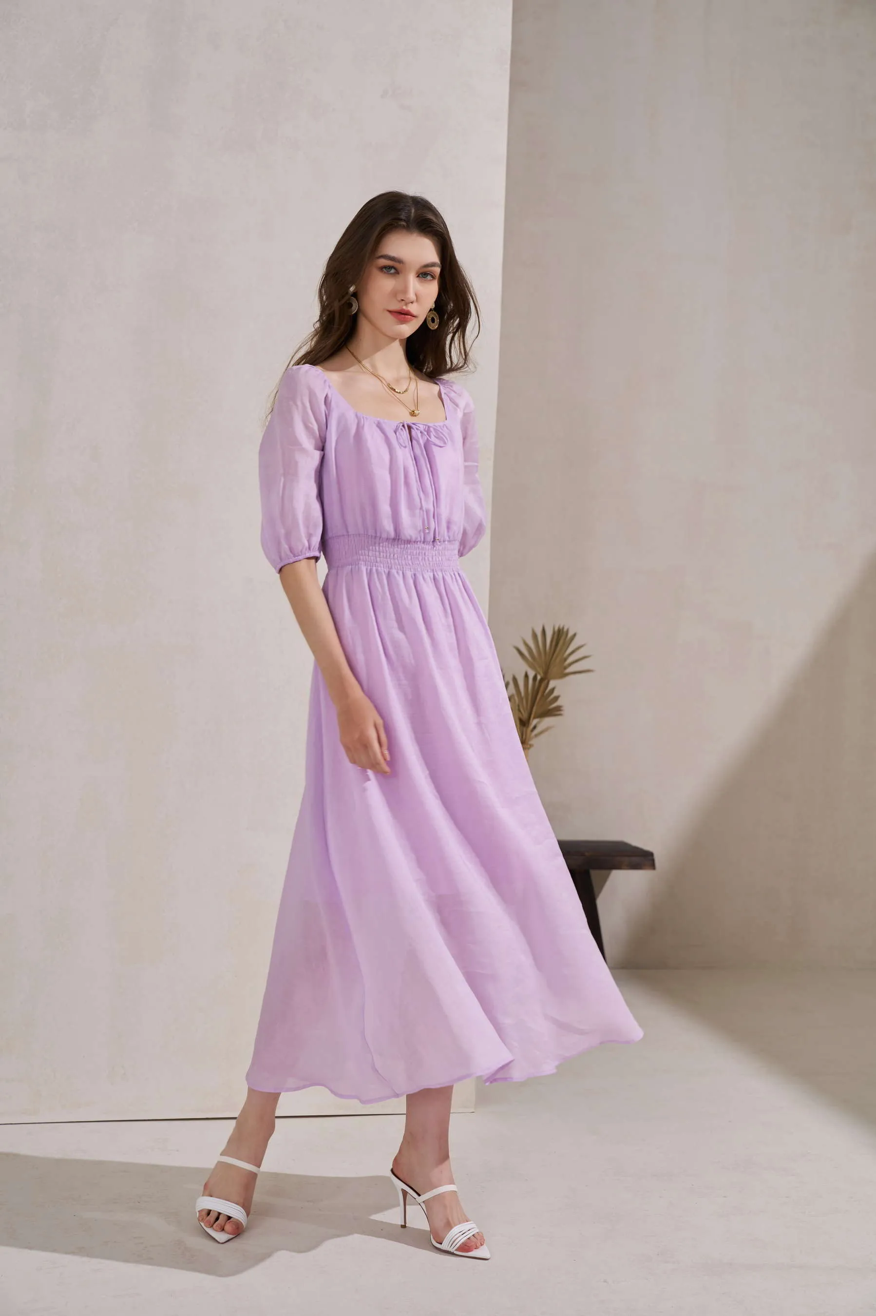 GDS Isla Linen Long Dress | Winson Orchid