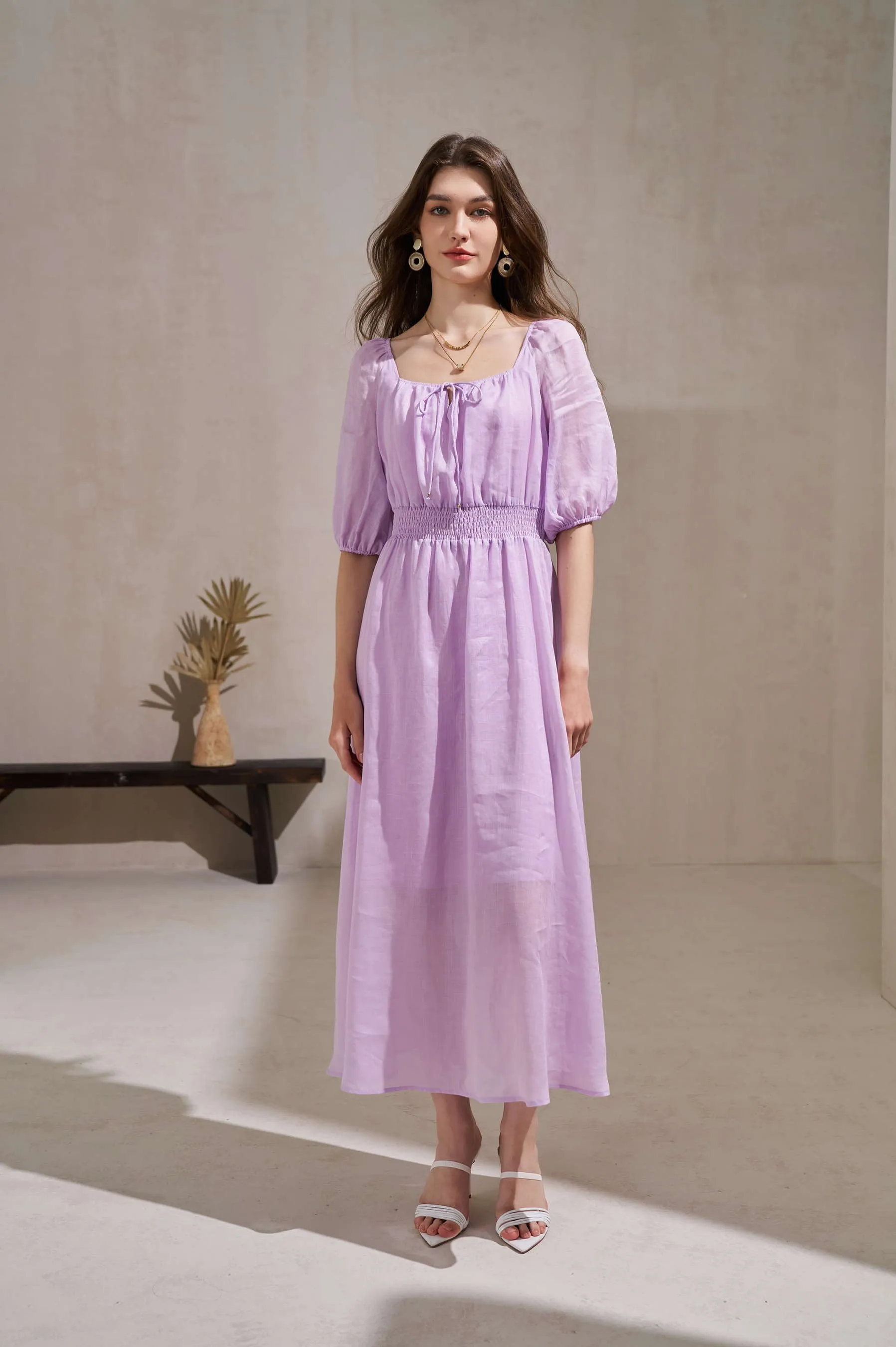 GDS Isla Linen Long Dress | Winson Orchid