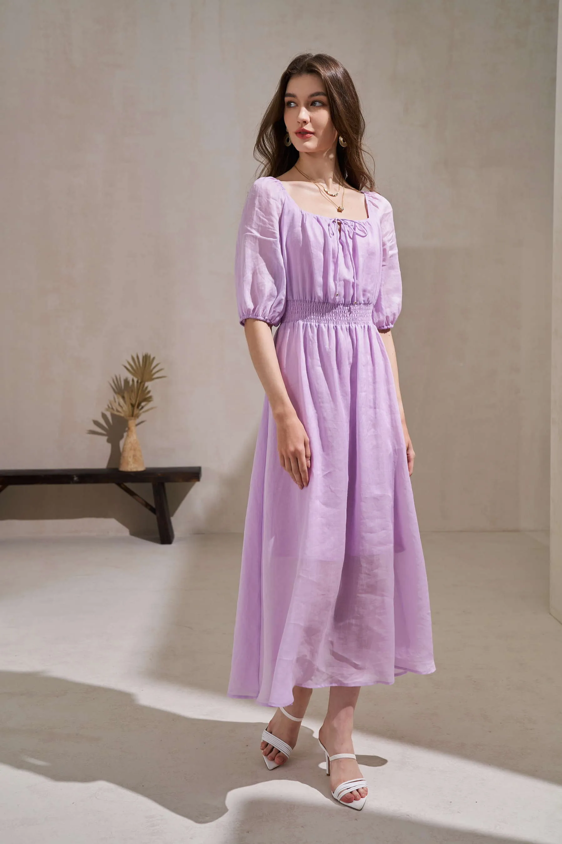 GDS Isla Linen Long Dress | Winson Orchid