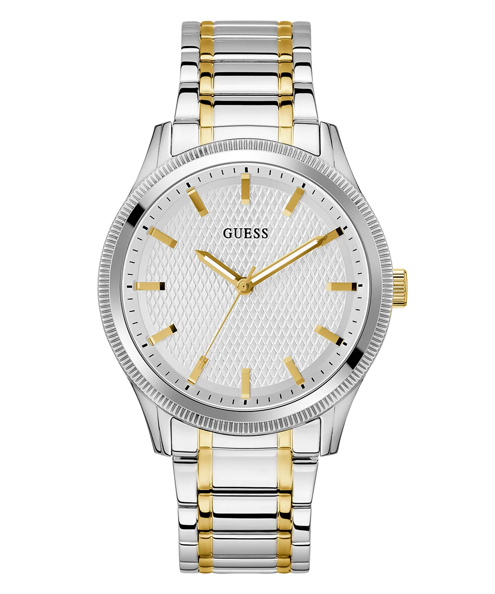 GUESS Mens 2-Tone Silver Analog Watch