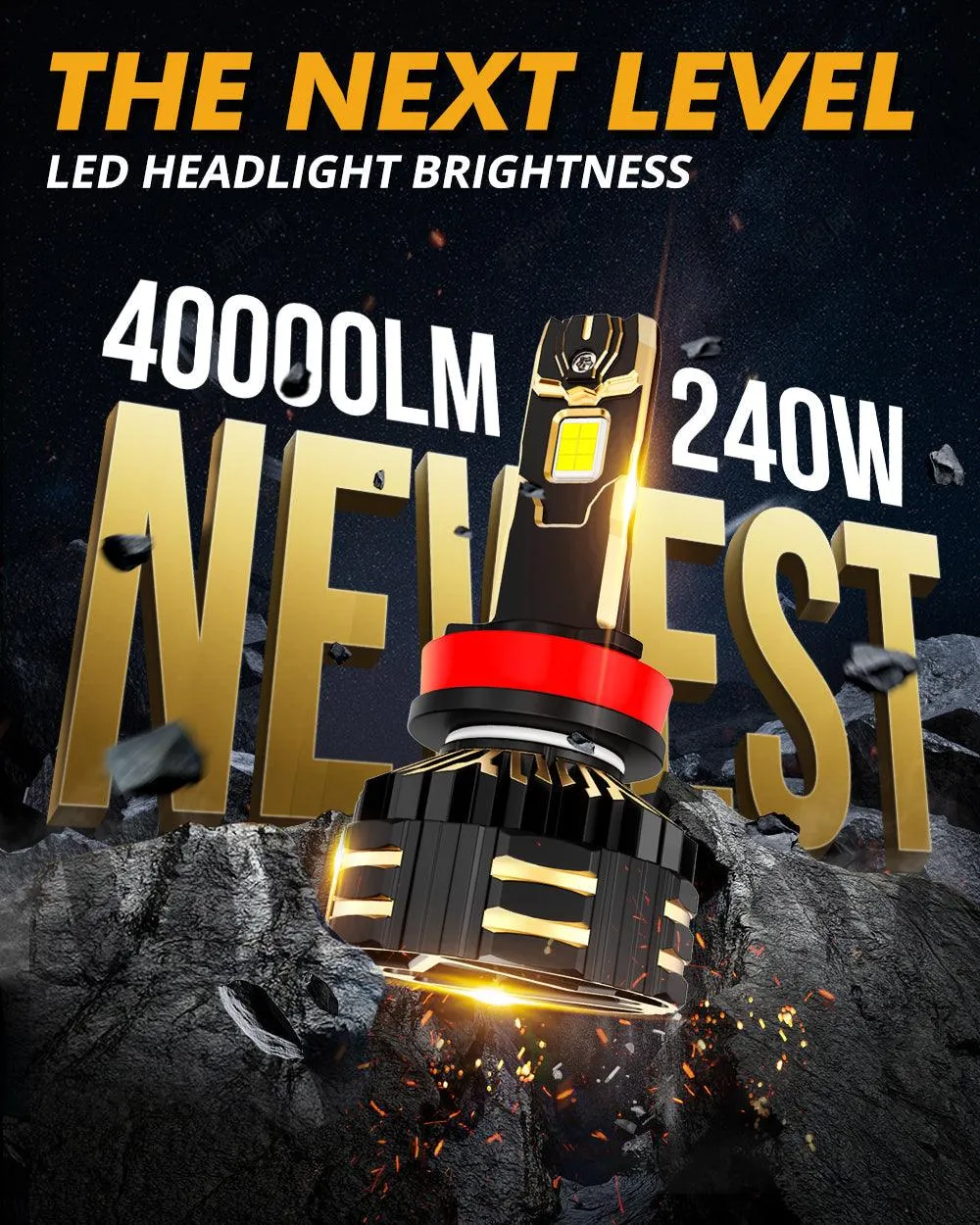 🆕H11 H11 LED Headlight Bulbs 240W 40000LM GX-ULTRA Series 6500K Cool White | 4 Bulbs