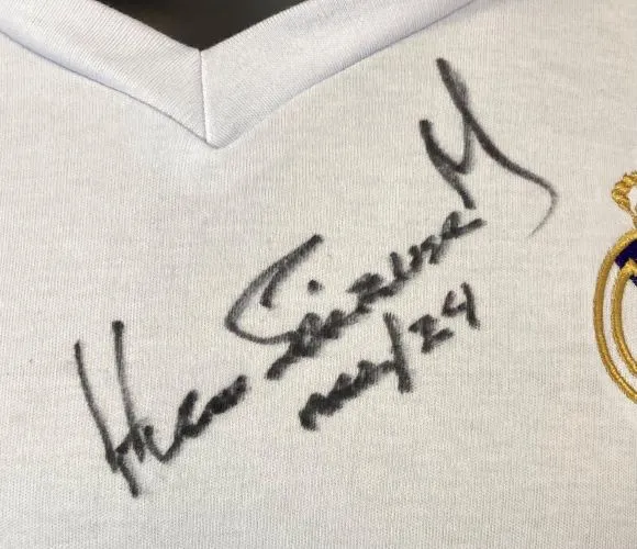 Hugo Sanchez Signed Real Madrid Adidas Soccer Jersey Mar/24 Inscribed JSA