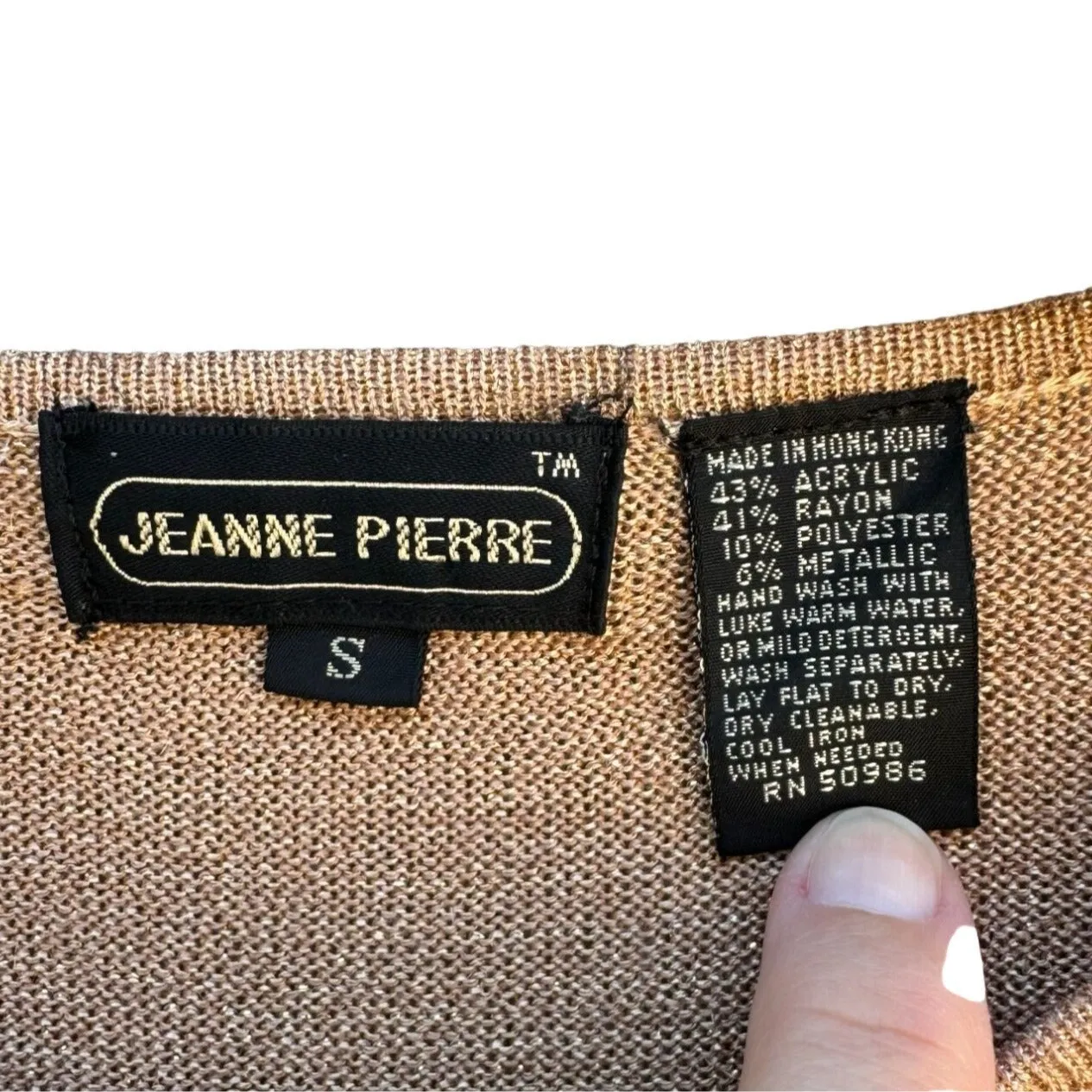 Jeanne Pierre Vintage Gold Metallic Knit Short Sleeve Women's Shirt Blouse Top