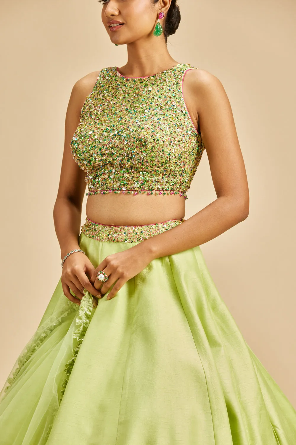 Lime Green Lehenga Set