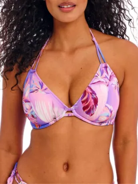 Miami Sunset Halterneck Bikini Top - Cassis