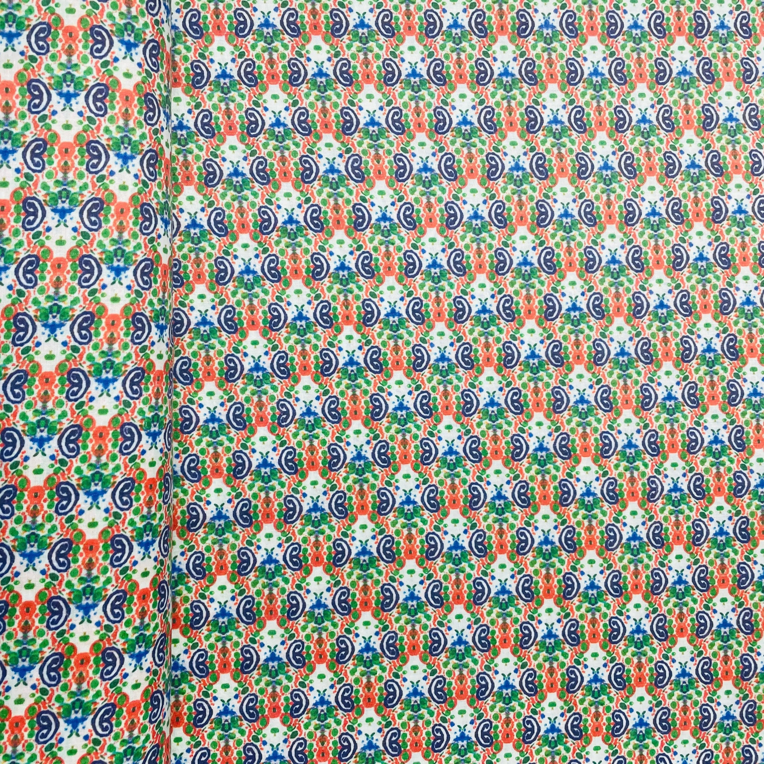 Multicolor Handblock Print Mulmul Fabric