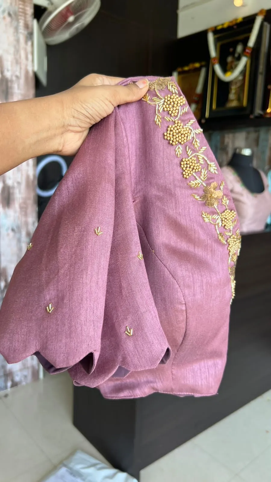 Onion pink organza Saree with Handmade Blouse