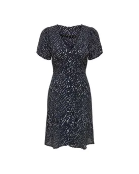 ONLY ONLCLAIRE LIFE Navy Midi Dress with White Polka Dots