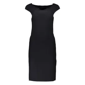 Patrizia Pepe Elegant Black Boat Neck Dress with Wide Straps