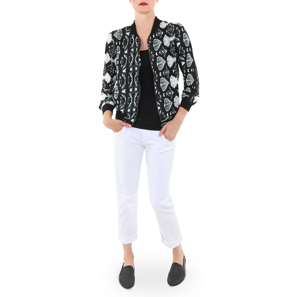 Rachel Reptile Print Bomber Jacket