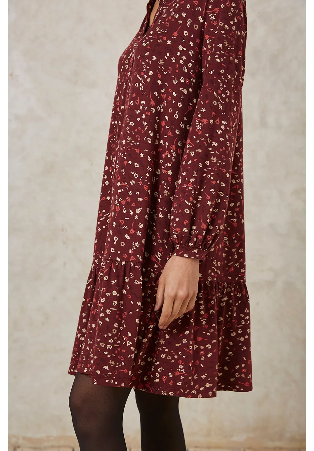 Sahana Shift Dress in Burgundy Floral