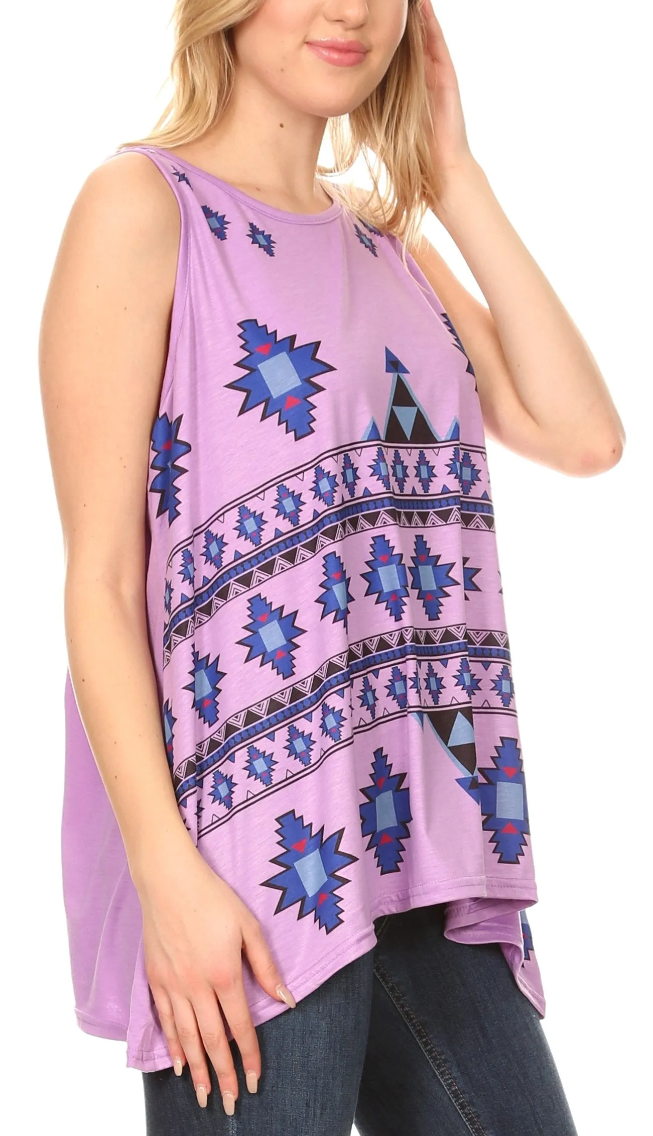 Sakkas Juliana Womens Summer Sleeveless Tank Top Printed Dashiki Jersey Knit