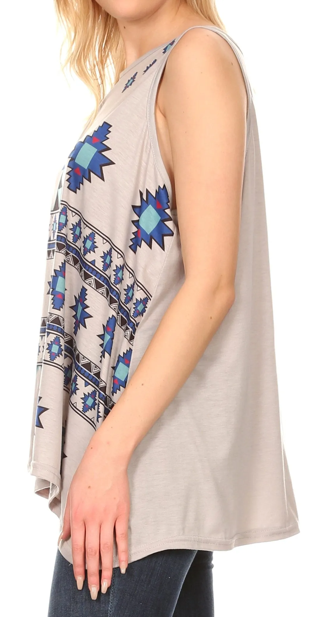 Sakkas Juliana Womens Summer Sleeveless Tank Top Printed Dashiki Jersey Knit