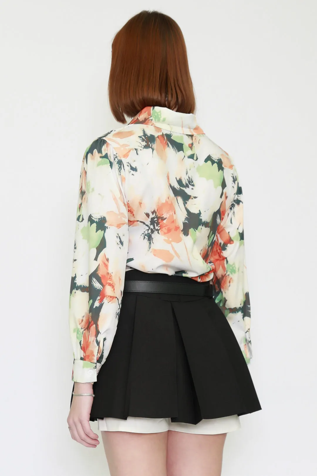 Silk Printed Brush Floral Shirt