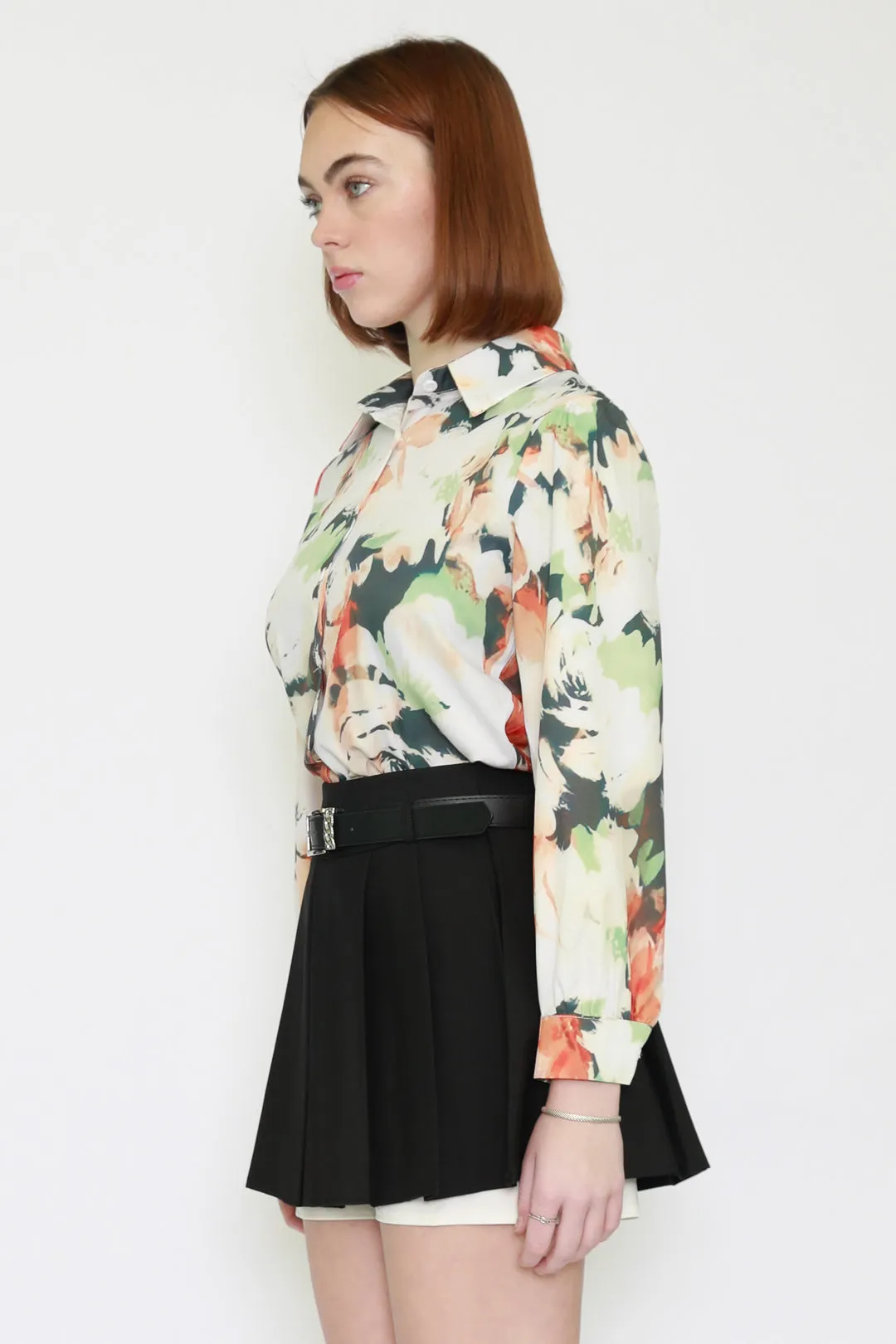 Silk Printed Brush Floral Shirt