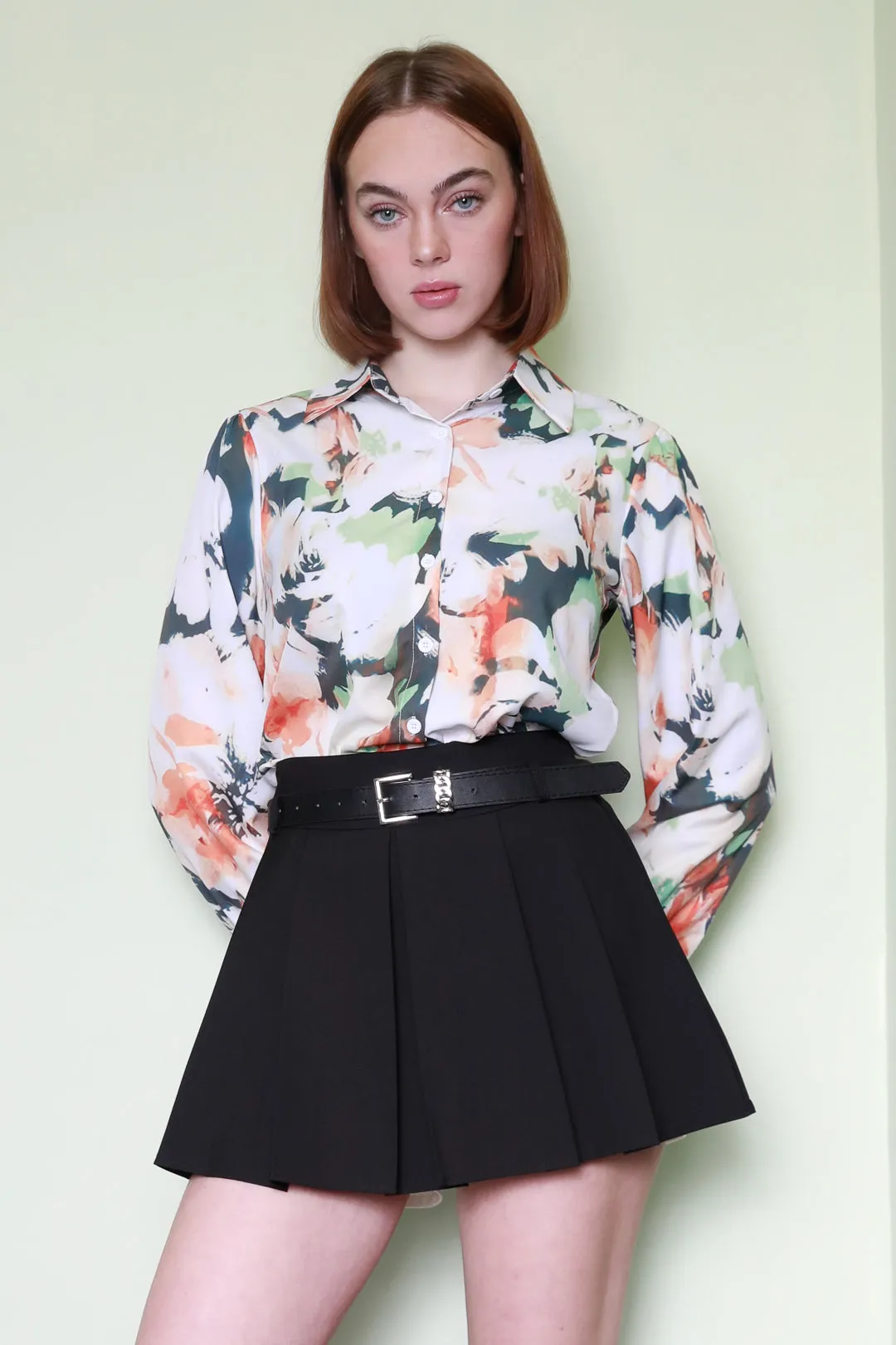 Silk Printed Brush Floral Shirt