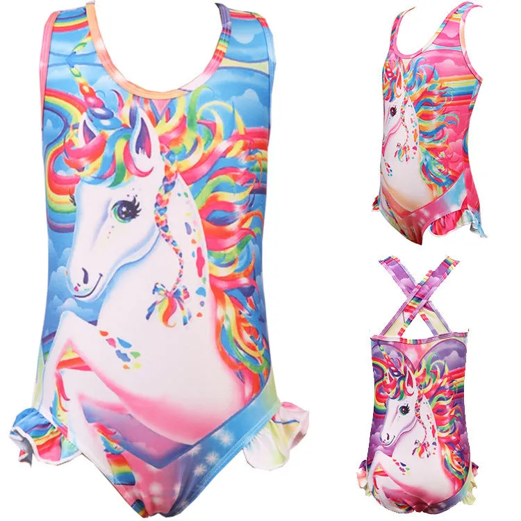 Swimsuit  Blast Children's  Unicorn Girl sling jumpsuit Swimwear