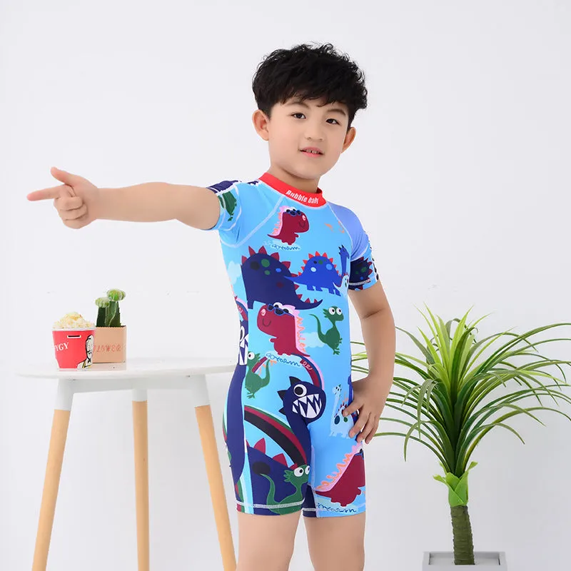 Swimsuit Children's s One-piece girls' short-sleeved swimwear, big children's cute baby girls' hot spring swimwear girls' suits