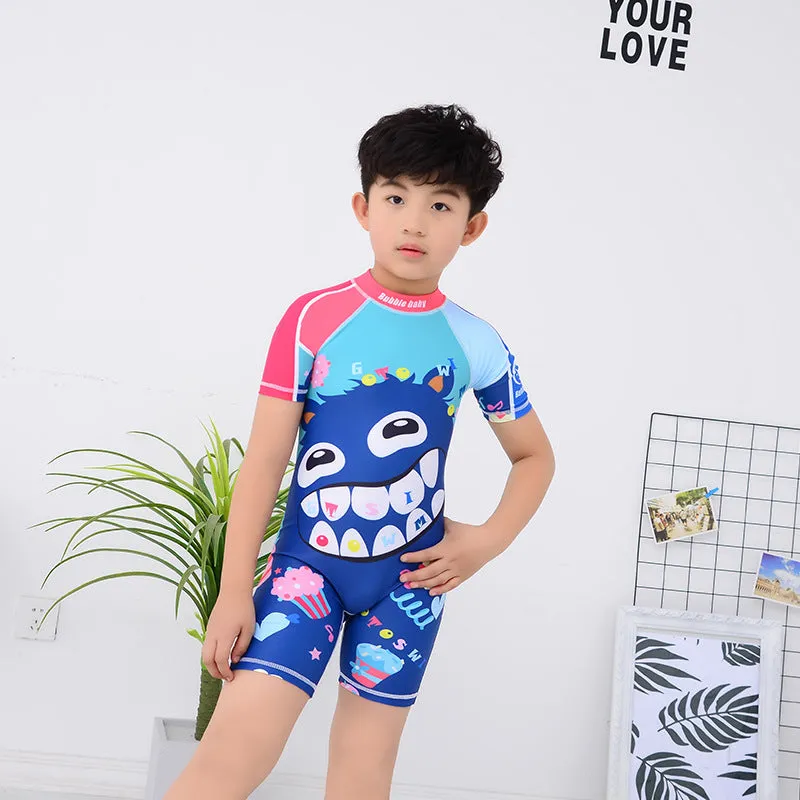 Swimsuit Children's s One-piece girls' short-sleeved swimwear, big children's cute baby girls' hot spring swimwear girls' suits