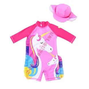 Swimsuit Children's s One-piece girls' short-sleeved swimwear, big children's cute baby girls' hot spring swimwear girls' suits