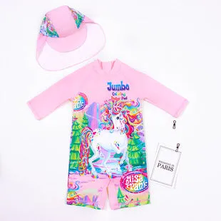 Swimsuit Children's s One-piece girls' short-sleeved swimwear, big children's cute baby girls' hot spring swimwear girls' suits