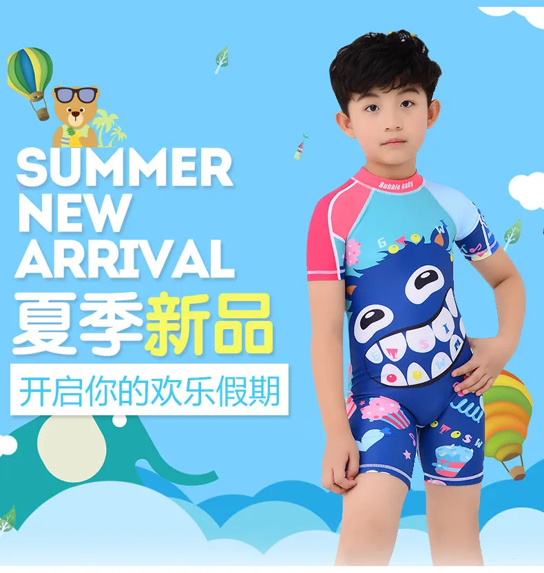 Swimsuit Children's s One-piece girls' short-sleeved swimwear, big children's cute baby girls' hot spring swimwear girls' suits