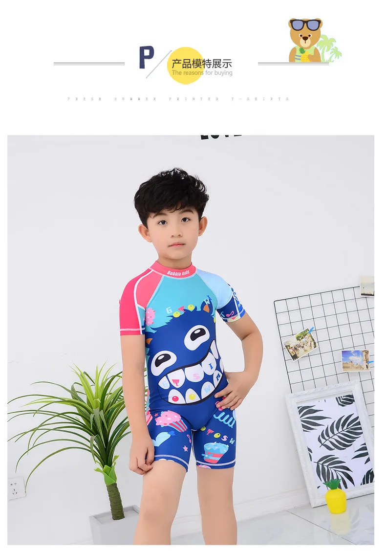 Swimsuit Children's s One-piece girls' short-sleeved swimwear, big children's cute baby girls' hot spring swimwear girls' suits