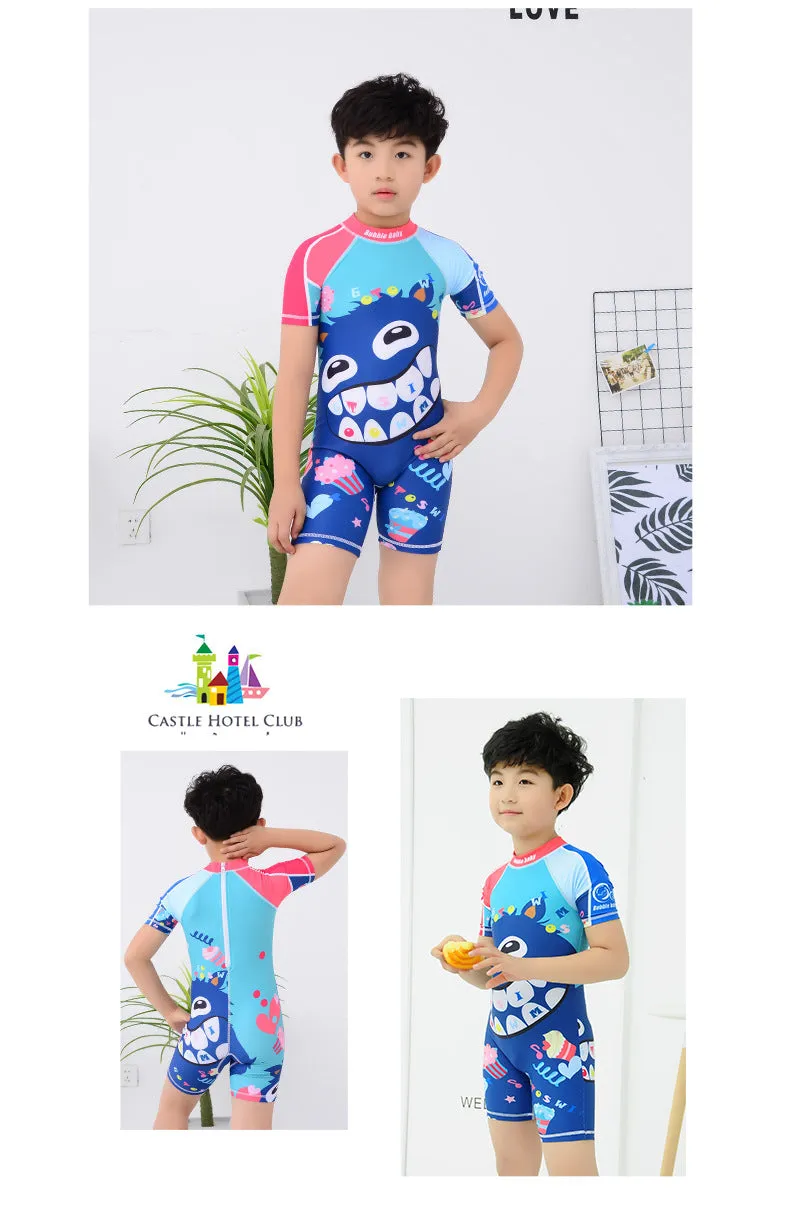 Swimsuit Children's s One-piece girls' short-sleeved swimwear, big children's cute baby girls' hot spring swimwear girls' suits