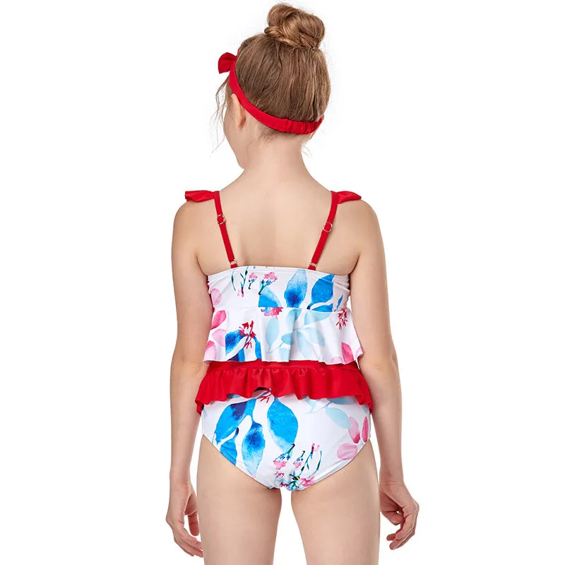 Swimsuit New children's ruffled high waist bikini Europe split for girls