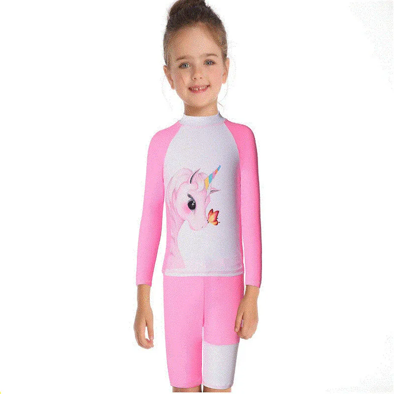 Swimsuit new children's swimwear European fashion unicorn flower split children's swimwear