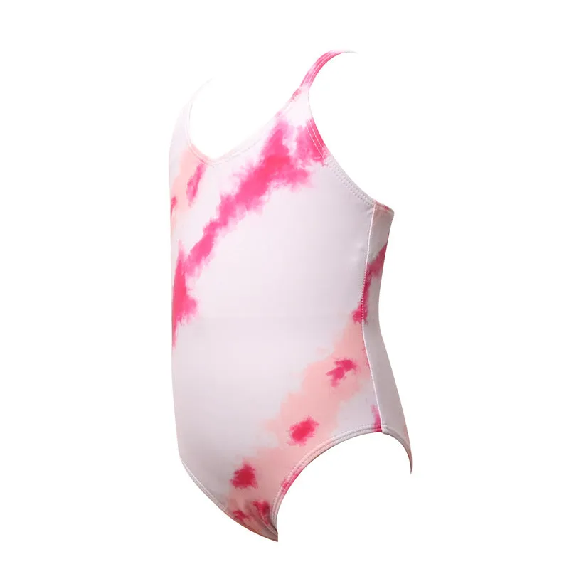 Swimsuit new European girls bikini pink tie-dye conjoined children's swimwear  spot