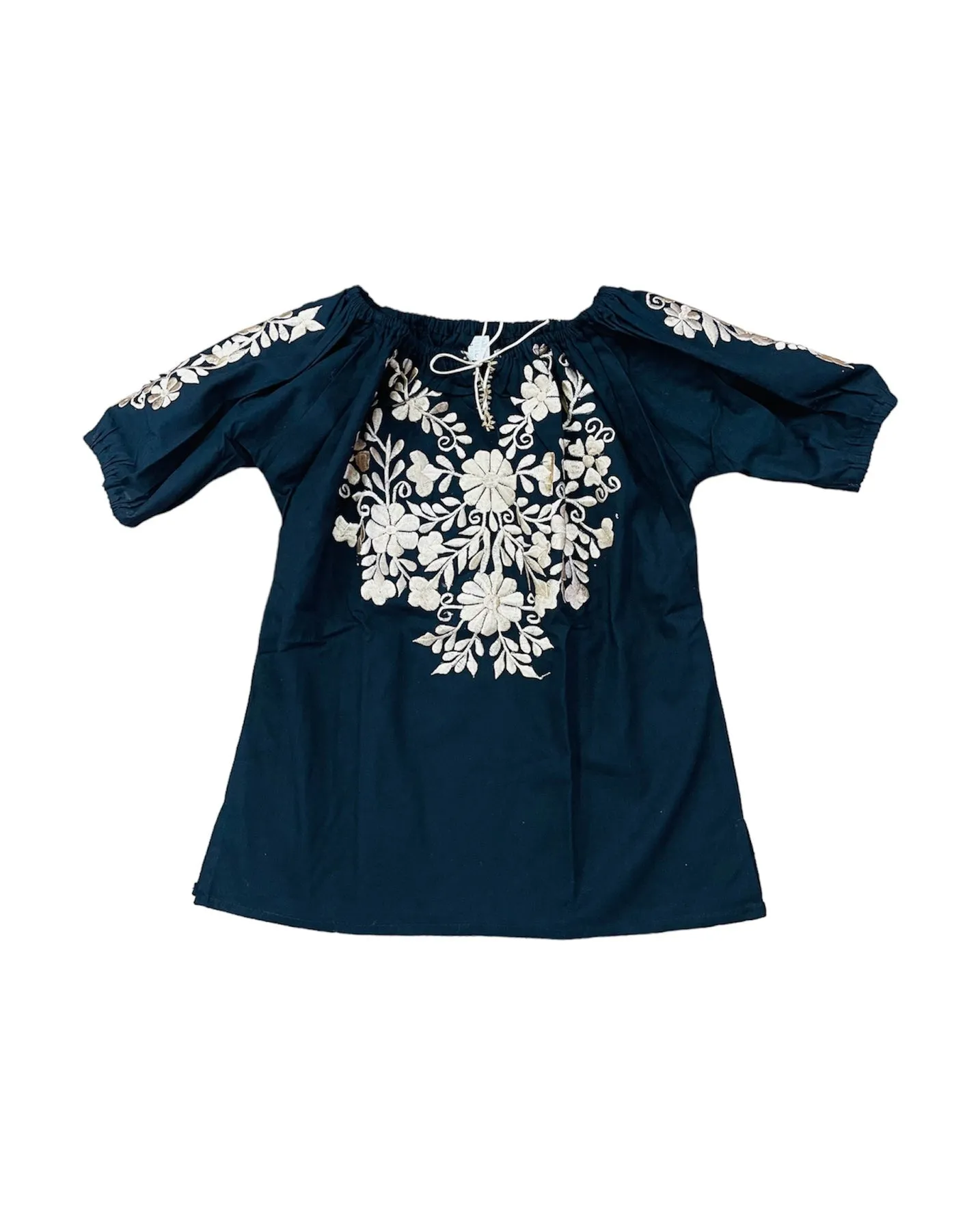 Tecali Embroidered Black & Gold Top