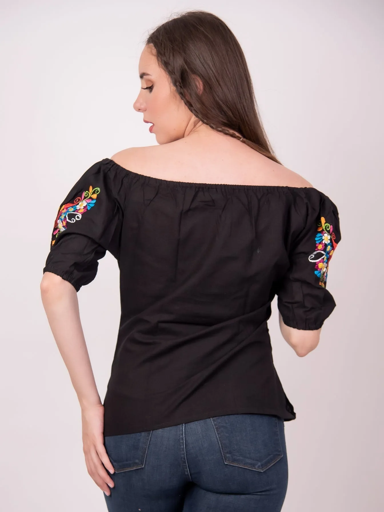 Tecali Embroidered Black Top