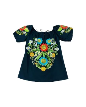 Tecali Embroidered Sunflowers Top