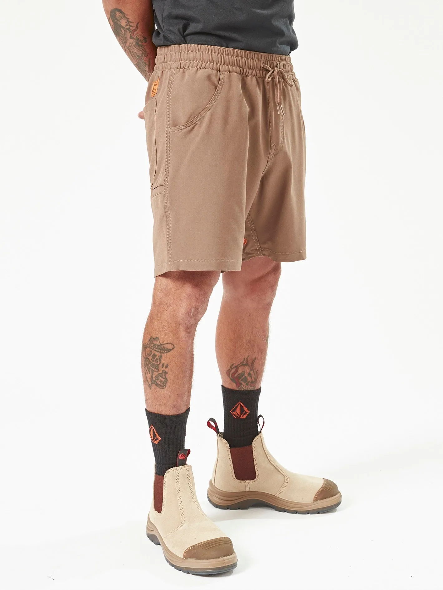 Volcom Workwear Slab Elastic Waist Hybrid Shorts - Brindle