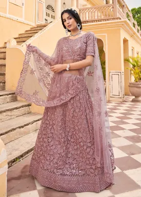 Wedding Wear Mauve Heavy Embroidered Bridal Lehenga Choli