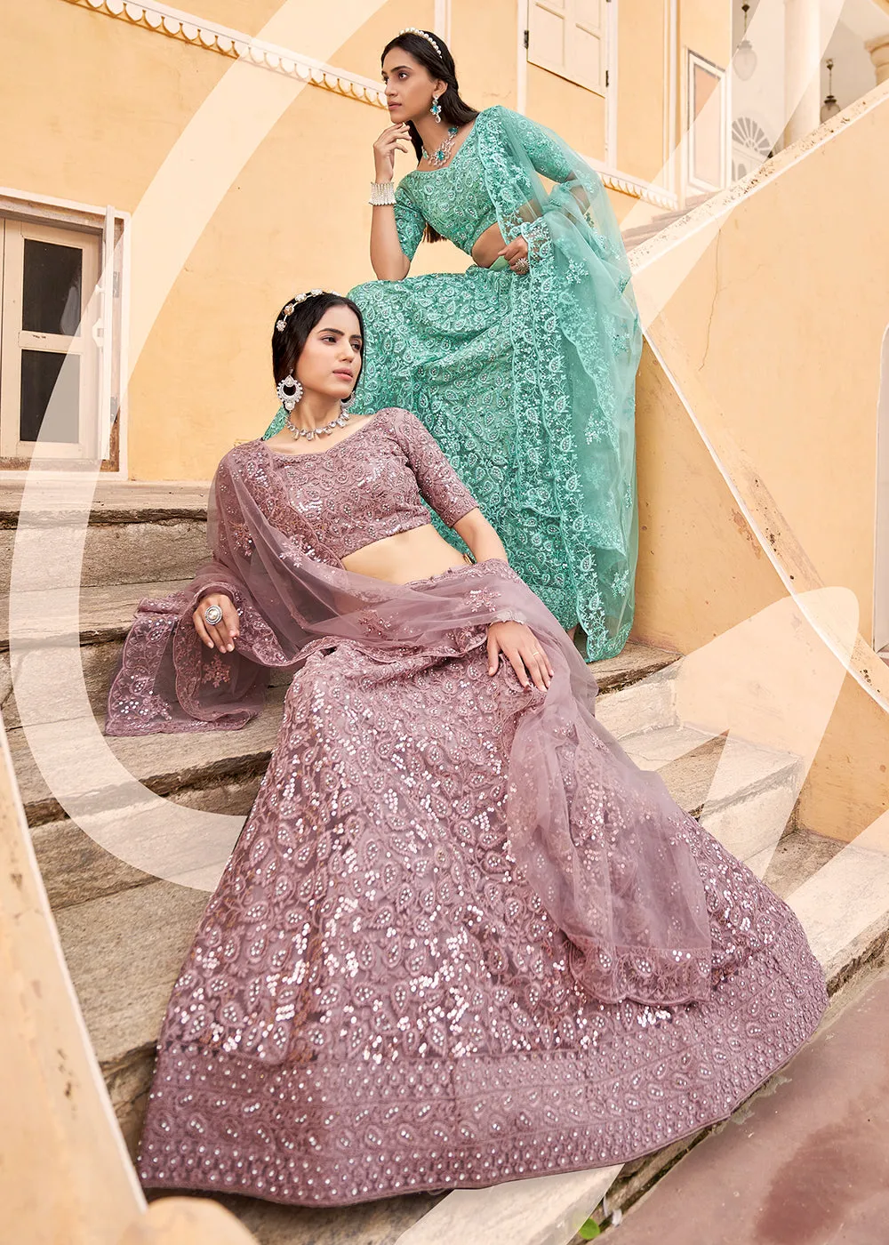 Wedding Wear Mauve Heavy Embroidered Bridal Lehenga Choli