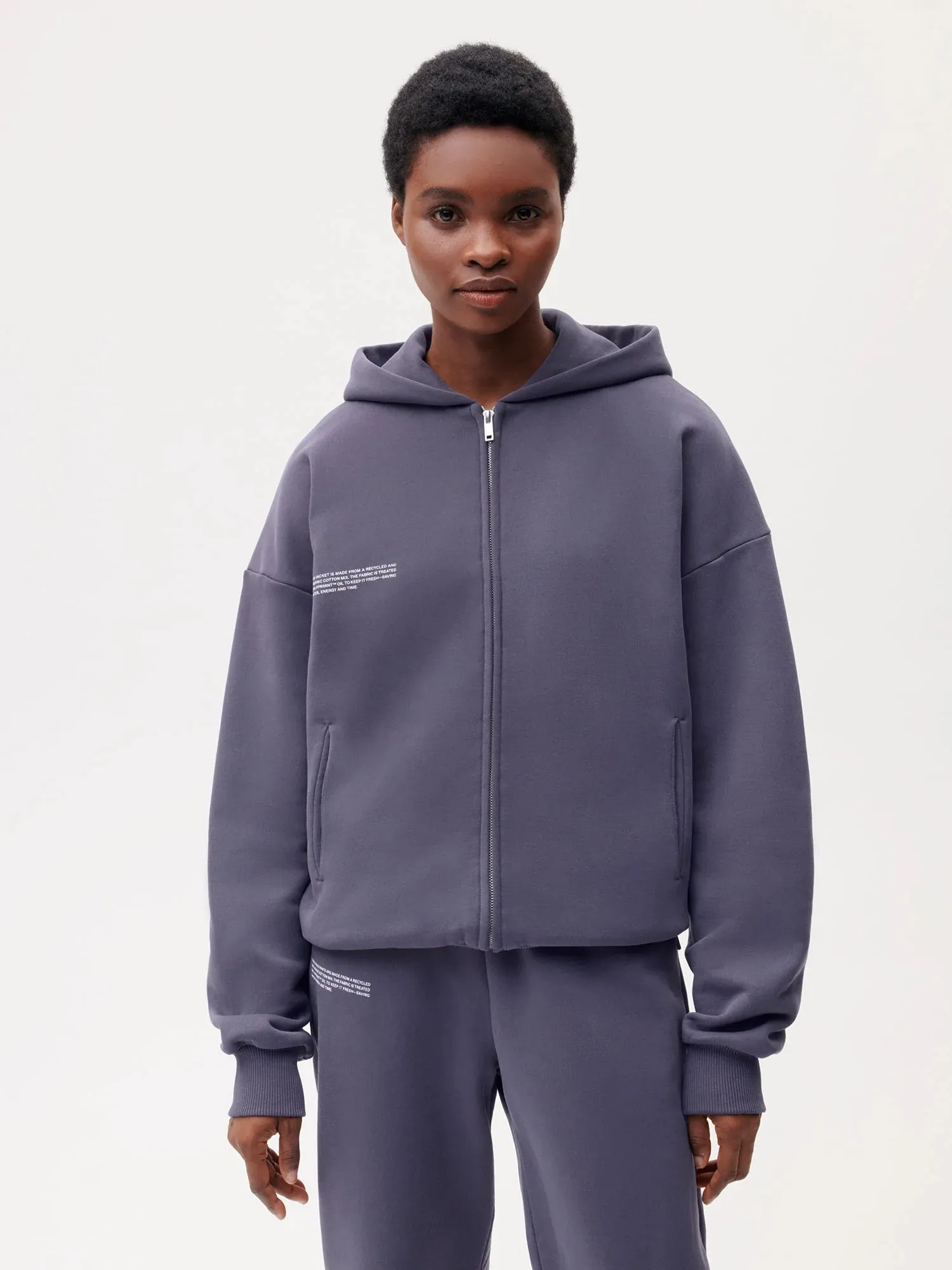 Wide Fit Zipped Hoodie—slate blue